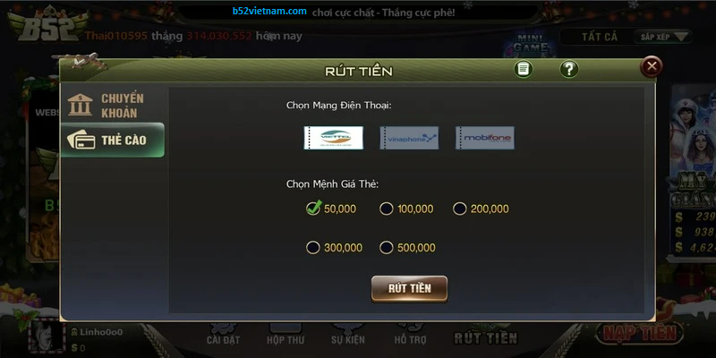 Rút tiền B52CLUB